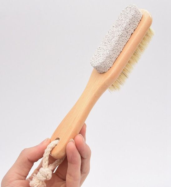 2 po à 1 côte naturel Bristles Broussure époutteur en bois Bouche de douche en bois brosse de bain de bain Brosse de massage en arrière