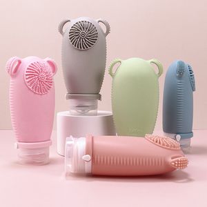 2 in 1 siliconen hervulbare lege shampoofles Vloeibare handzeep Lotioncontainer Dispenser Gezichtsscrub Wasborstel Massager Scrubber Peelingborstel Reizen HW0215