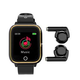 2 in 1 SmartWatch Oortelefoon MP3 Music Smart Watch M6 met TWS Draadloze Oordopjes