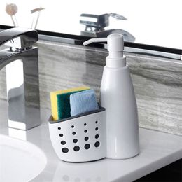 2 in 1 SOAP Dispenser Vloeibare Detergent Fles Spons Drainboard Zeephouder Opbergdoos Badkamer Keukenaccessoires 211130