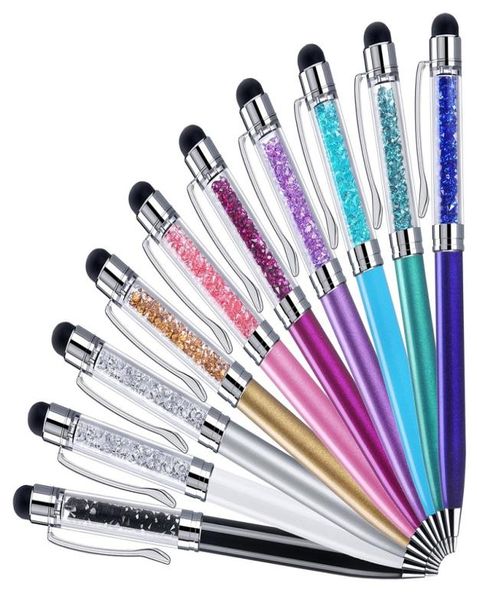 2 en 1 Stylus Touch pen Plumas de pantalla capacitivas de diamante de lujo para iphone 6 7 8 x samsung tablet pc6770381