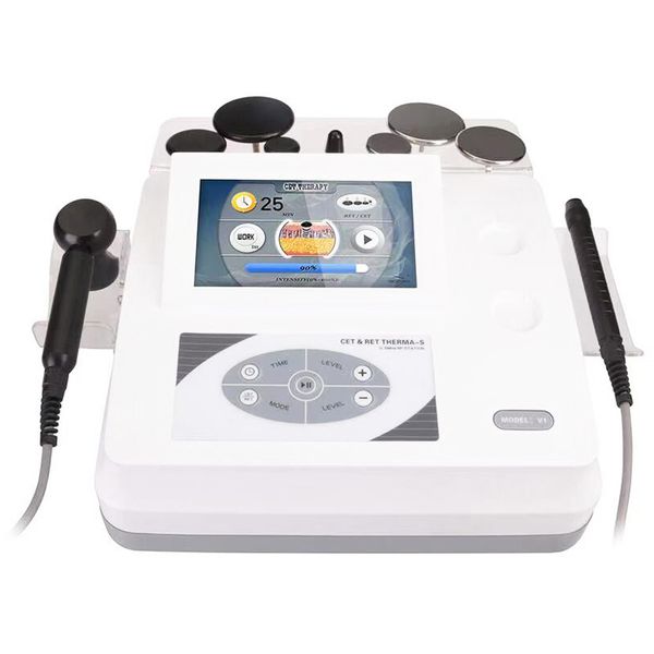 2 en 1 Equipo Tecar RF Máquina de terapia de fisioterapia CET RET Radiofrecuencia monopolar Alivio del dolor Eliminación de arrugas Estiramiento facial Calentamiento profundo Diatermia Belleza