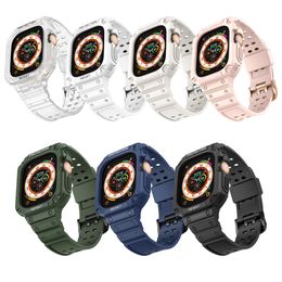 2 op 1 TPU -riem met case voor Apple Watch Band Ultra 49mm Bracelet Correa Sports robuuste kisten Iwatch Ultra 49 polsbandje