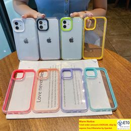 Coque de téléphone transparente 2 en 1 couleur bonbon, étui antichoc en Silicone souple pour iPhone 12 8 Plus 12 Mini