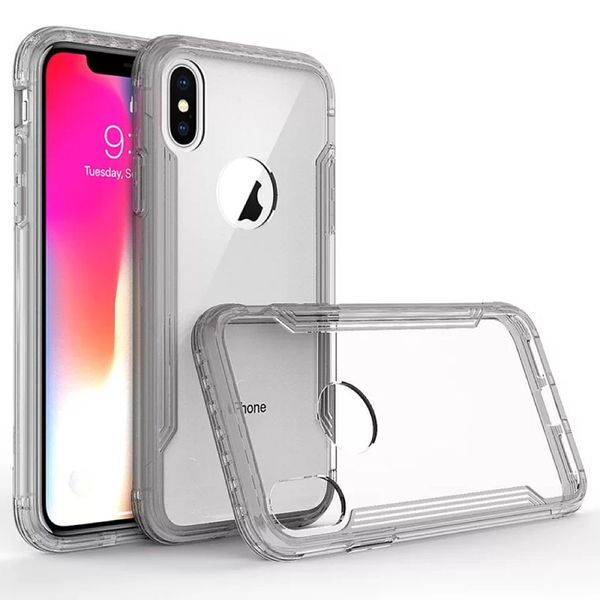 2 en 1 étui iphone transparent lame soldat étui de téléphone portable en verre PC étui rigide anti-chute iphone 11proma x xs xr xsmax et samsung s20+