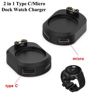 2 in 1 Type C/Micro Dock Watch Charger Adapter For Garmin Fenix 7 6 5 7x instinct 2 Vivoactive 3 4 Venu 245 forerunner 955 255