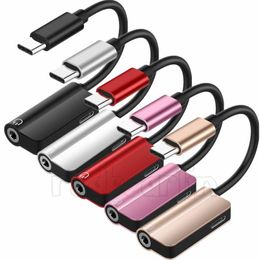 2 in 1 Type C AUDIO OPLOGING KABELADAPPER USB-C MET 3,5 MM JACK-adapter voor Samsung Xiaomi Letv Anriod Telefoon
