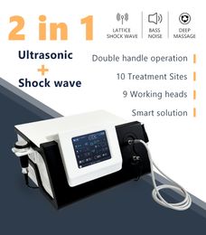2 en 1 thérapie par ultrasons et machine à ondes de choc de la pression d'air pour le soulagement de la douleur Générez de puissantes vibrations à haute fréquence avec 2 poignées