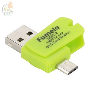 Lector de tarjetas universal 2 en 1 Lector de tarjetas de PC para teléfonos móviles Lector de tarjetas Micro USB OTG OTG TF SD memoria flash de buena calidad android otg 100 piezas