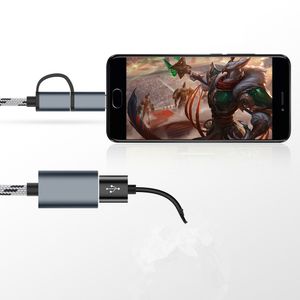 2 in 1 USB 3.0 OTG-adapter Nylon Gevlochten kabel Micro USB Type C Data Sync-adapter voor Huawei MacBook Type-C OTG
