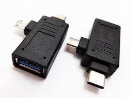 USB-connectoren, 2 in 1 USB3.1 Type C + Micro-USB Man naar USB3.0 Vrouwelijke OTG-adapter Converter / 5PCS