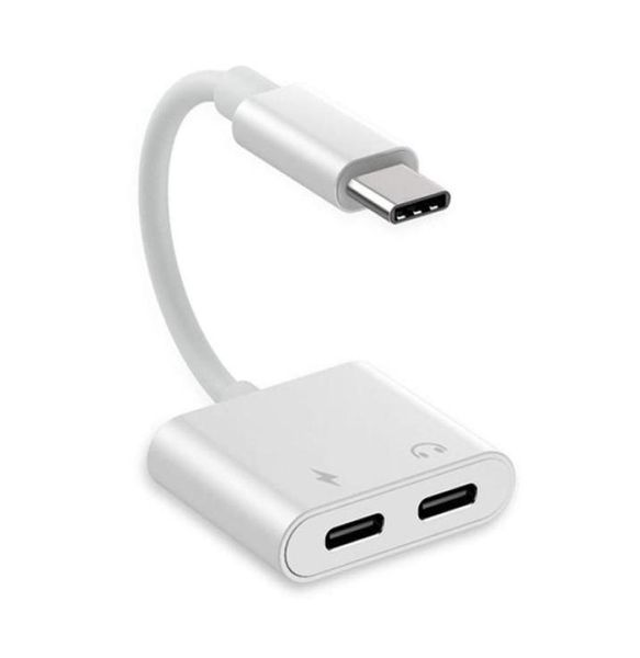 2 in 1 Adaptateur U USB O et Splitter du chargeur 3A Charge rapide et Musique DAC HIFI 1 Type C Male à 2 Port féminin de type C pour pixel Huawei5117776