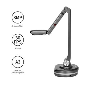 2-en-1 Document USB Scanner de livres de caméra webcam w / Auto focus 8 méga-pixel HD A3 Scanner de lumière LED pour les enseignants en direct 240416