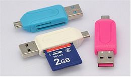 2 in 1 USB Mannelijk naar Micro USB Dual Slot OTG-adapter met TF / SD-geheugenkaartlezer 32 GB 4 8 16 GB voor Android-smartphone Tablet Samsung