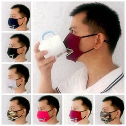 2 in 1 klep gezichtsmasker met verstelbare rits stofdichte katoen wasbare beschermende ontwerper maskers 7-styles RRA3358