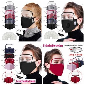 2 in 1 klep gezichtsmasker met afneembare oogschild stofdicht wasbaar volledige gezicht beschermende gezichtsscherm designer maskers met 2 filters RRA3336