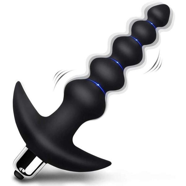 2 en 1 cuentas vibratorias Butt Plug diseño cónico silicona masajeador de próstata bala vibrador juguetes sexuales hombres consolador Anal
