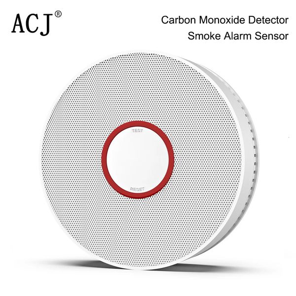 2 en 1 Protección contra incendios inalámbrica Detector de alarma de humo Sensores de alarma de CO Detector de monóxido de carbono Alimentado por batería de larga duración 240219