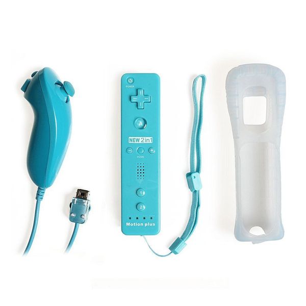 Mando a distancia inalámbrico 2 en 1, Control Nunchuk izquierdo y derecho para Nintendo Wii Gamepad, funda de silicona, Sensor de movimiento, triangulación de envíos