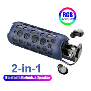 2 en 1 sans fil TWS écouteur Bluetooth haut-parleur tactile sport casque fort basse boîte de son haut-parleurs portables écouteurs intra-auriculaires