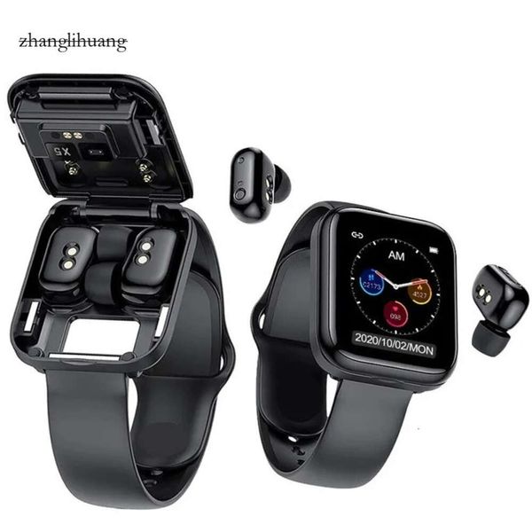 2 Dans la plus récente montre 1 Smart Watch avec des écouteurs sans fil TWS écouteurs x5 casque de casque carré