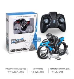 2 en 1 Télécommande Transformable Quadcopter Moto Jouet Simulateurs Land Air Double Mode Drone 360 ° Flip Lumières Colorées4797811