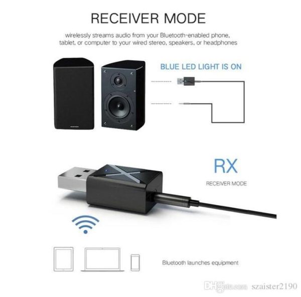 Transmisor de receptor Bluetooth 2 IN1 3.5 mm Aux 5.0 Adaptador para altavoz de auriculares Wireless o TV9630496