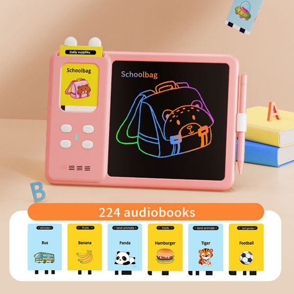 Tablero de dibujo 2 en 1, tarjetas de aprendizaje, juguetes educativos para niños, tabletas de dibujo electrónico para niños, tablero de garabatos con pantalla colorida