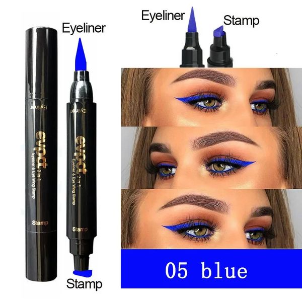 2 IN1 Liquid Glitter Eyeliner Stamp Fin Sceau de joint mince Black Green Dry Dryy Eye Crayon 7 Couleur Blue Brown Eyes fumés 240510