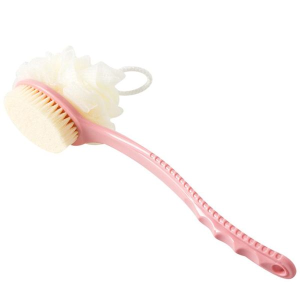 2 en 1 longue brosse de bain éponge de bain dos brosse Massage naturel brosse à poils doux avec manche en plastique FFA3998-6