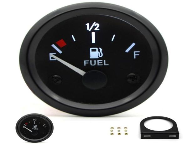 Jauge de niveau de carburant de 2 pouces 52mm, compteur de voiture, lumière LED blanche, jante noire, jauges automobiles 12V Meter9559317