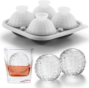 2 pouces de grande sphère de diamant whisky moule à glaçons de glace rond Moule de boule de glace pour les cocktails Bourbon Big Ball Ice Cube Tray avec couvercle silicone