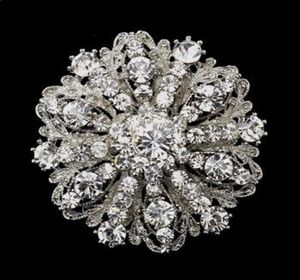 Broche en cristal de grande taille pour femmes, 2 pouces, Style Vintage, ton argent rhodié, strass, diamant, 8677371