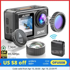 2 IPS Dual Screen Action Camera 5k 30fps 4K 60fps 48MP EIS VIDEO avec lentille filtrante en option 1080p webcam vlog wifi sportive cam 240418