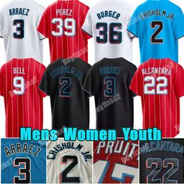 Custom 2 Jazz Chisholm Jr. Baseball Jersey 7 Tim Anderson Sandy Alcantara Luis Arraez Eury Perez Miami Jake Burger Josh Bell Marlins Nick Gordon Fortes Jesus Luzardo