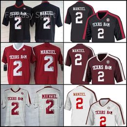 2 Johnny Manziel Texas Aggies College Football Jersey Manziel Stitched Heren Klassiek Korte Mouwen Wit Zwart Donkerrood S-XXXL