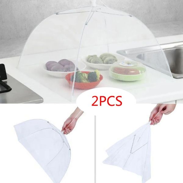 2 Grand écran de maille pop-up Protection de couverture alimentaire Tente Dôme Umbrel Net Picnic Kitchen Polded Mesh Anti Fly Mosquito Umbrella