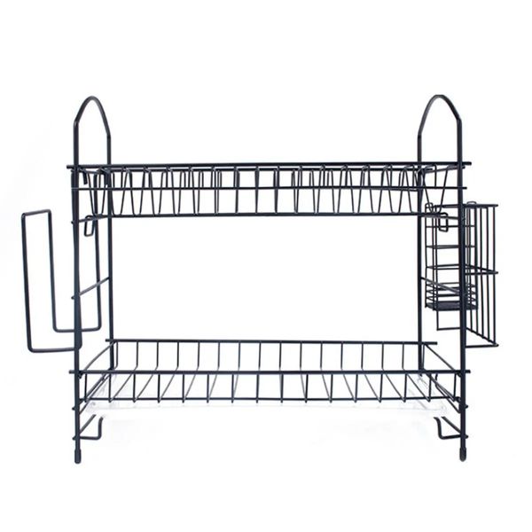 Égouttoir à vaisselle à 2 niveaux, étagère à couverts, support de séchage, plateau d'égouttage, rangement de cuisine