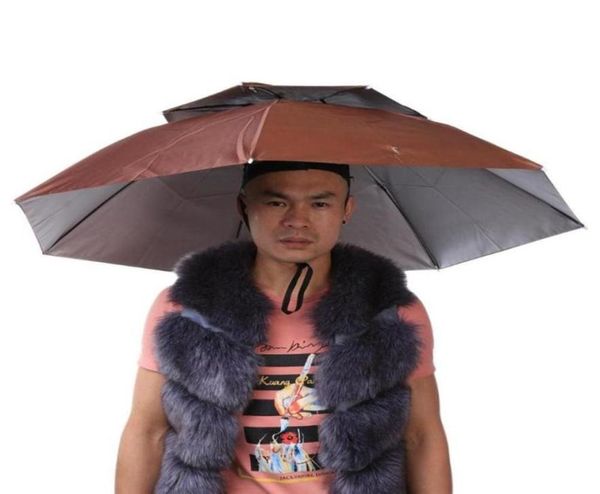 Sombrero plegable portátil de 2 capas, gorro a prueba de viento, gorro con paraguas, equipo de lluvia para manos, para pesca al aire libre, Camping, senderismo, 323x6864663