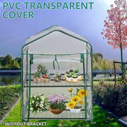 Étagères à 2 couches Cover en serre PVC Couverture de remplacement transparent Greenhouse Tent Plant Protective Cover For Flower Room