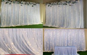 2 lagen kleurrijke bruiloft achtergrond gordijnen met ledlichten evenement feest bogen decoratie bruiloft podium achtergrond zijden drape deco3752576