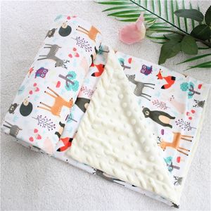 2 Lagen DOT Cartoon Whale Minky Coral Fleece Zacht Thermische Peuter Kind Winter Baby Deken Kinderen Back Seat Cover Baby Quilt LJ201105