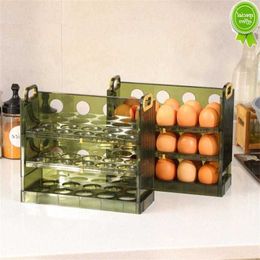 La nueva caja de almacenamiento para refrigerador de huevos de 2 capas puede ser reversible, dos capas de 20 cartones de huevos, bandeja de cocina para el hogar, rejilla para huevos multicapa