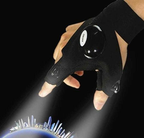 2 lumière LED Gants sans doigts Pêche de nuit en cours d'exécution Lampe de poche Torche Gadgets Sports de plein air Camping Randonnée vélo flash Gants USB Lampe rechargeable mitaines