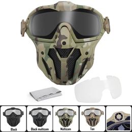 2 lentes máscara de cara completa táctica con micro ventilador anti antiniebla de caza tiroteo de combate militares de combate airsoft gafas de paintball set 2312227