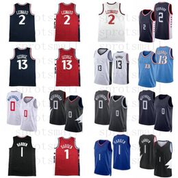 2024/25 Nieuwe 2 Kawhi Leonard 13 Paul George Basketball Jerseys Mens 0 Westbrook Harden City Blauw Zwart Wit Gray Mouwloos shirt S-XXL