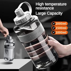 2 litres Big Water Bottle avec paille 2L1.5L1L0.6L Grande capacité scolaire gymnase sports Bustner Bottes BPA Free Fitness 240426