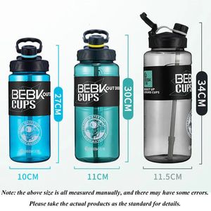 Bouteilles d'eau de sport de 2 litres Tasse d'eau en plastique transparente Bouteille d'eau sans BPA Portable Voyage en plein air Vélo Drinkware Jug 240306