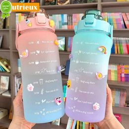 2 liter waterfles motiverende drinkfles sportwaterfles met tijd markerstickers draagbare herbruikbare waterbekers