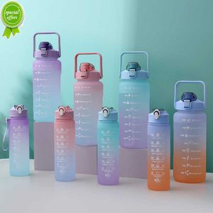 2 liter waterfles motiverende drinkfles sportwaterfles met tijd markerstickers draagbare herbruikbare plastic bekers